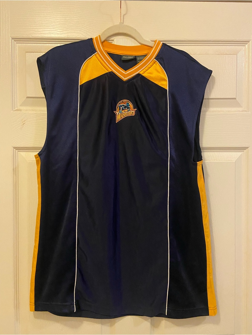 Pro Edge Navy & Gold Warriors Sleeveless Basketball Jersey